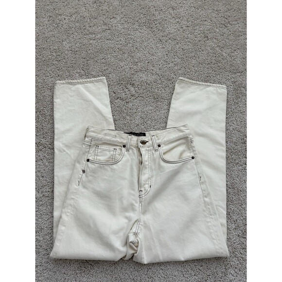 Veronica Beard Blake Classic Straight High Rise Buttonfly‎ Denim Jeans Ecru 27/4 - Picture 3 of 11